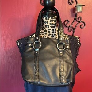 Victoria’s Secret Black Shoulder Bag with Silver Hardware and Slouchy Design